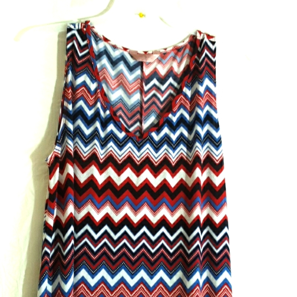 SJS Chevron Red White Blue Sleeveless Maxi Dress